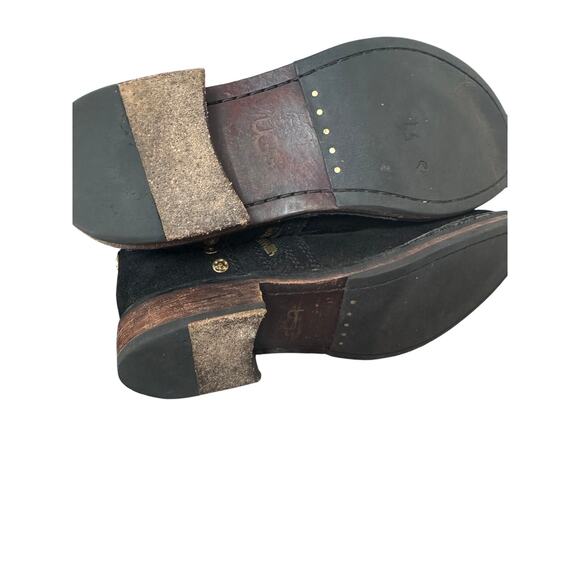 Ugg Women Biker Studded Buckle Black Suade leather Boots Size 7.5 - Picture 4 of 12